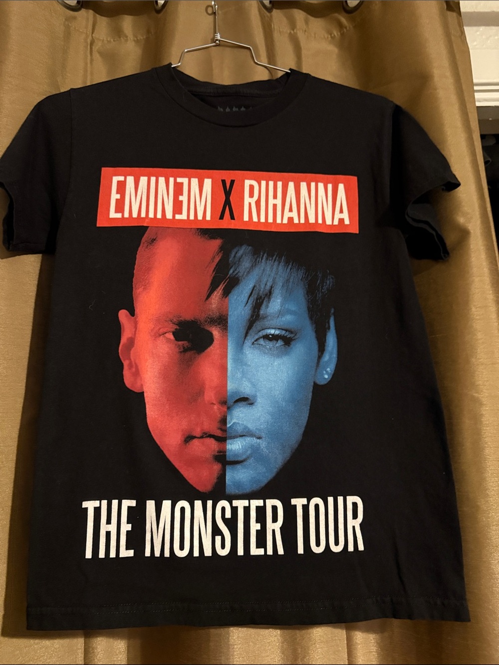 Eminem x Rihanna The Monster Tour Graphic Tee - Black with Red & Blue Print